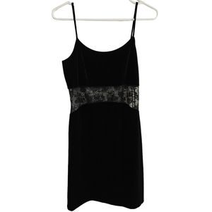 Black Lace-Panel Mini Dress - Unbranded